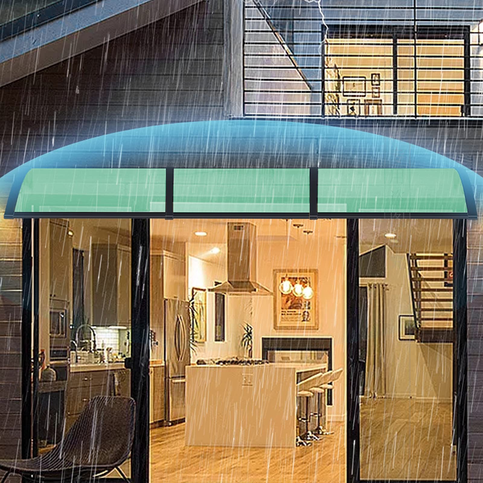 Bruine Raamluifel Deurluifel,Buitenvoordeur Patio Zonwering Afdak voor Toegangsdeur,UV-Regen-Sneeuwbeschermings Dakbedekking Canopies,Veranda Luifel,Polycarbonaat Venster Luifel (60x260cm/24x102