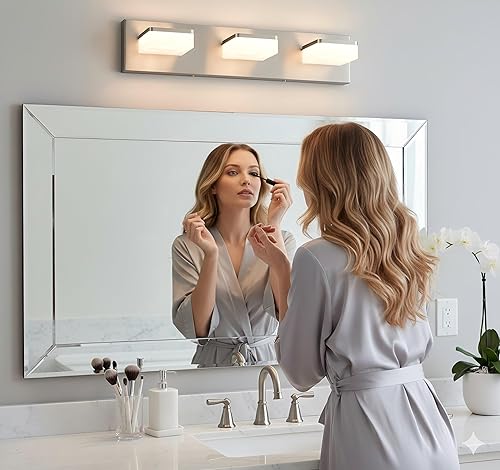 Miniatura 7 de Brushed Nickel Vanity Lights for Bathroom - 3 Light Vanity Light Fixture - Dimmable LED Wall Sconces - Daylight 5500K - Elegant Bath Light Fixtures