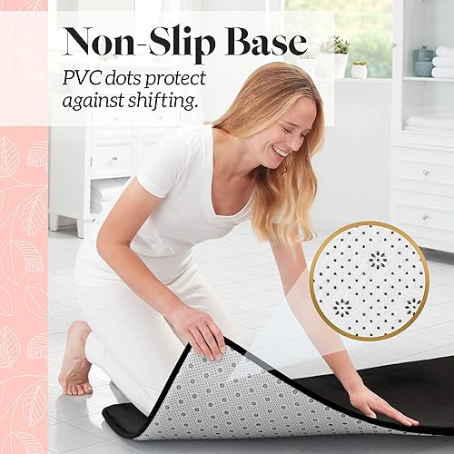 Miniatura 7 de Genteele - Tapetes de baño antideslizantes, color negro, 17 x 24 pulgadas y de secado rápido, alfombras de espuma viscoelástica