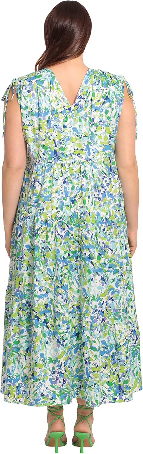 Maggy London Womens Tiered Maxi with Shoulder and Waist Drawstring Details - Image 7