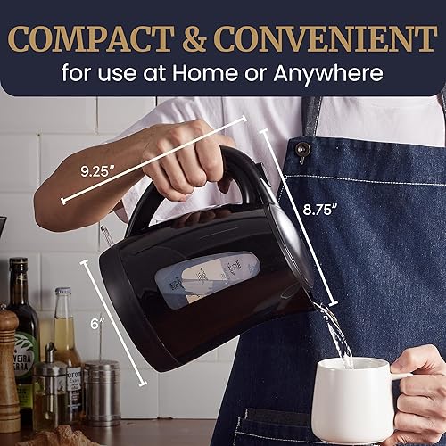 Miniatura 6 de Elite Gourmet EKT8690X 1.7L Electric Tea Kettle 1500W, Hot Water Heater Boiler BPA-Free, Fast Boil, Water Level Window and Auto Shut-Off, Black