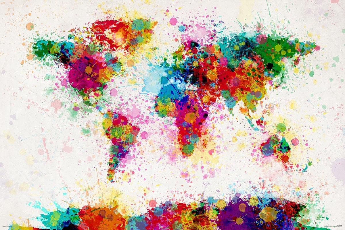 Close Up Póster Pintura Del Mapa Del Mundo Michael Tompsett (91