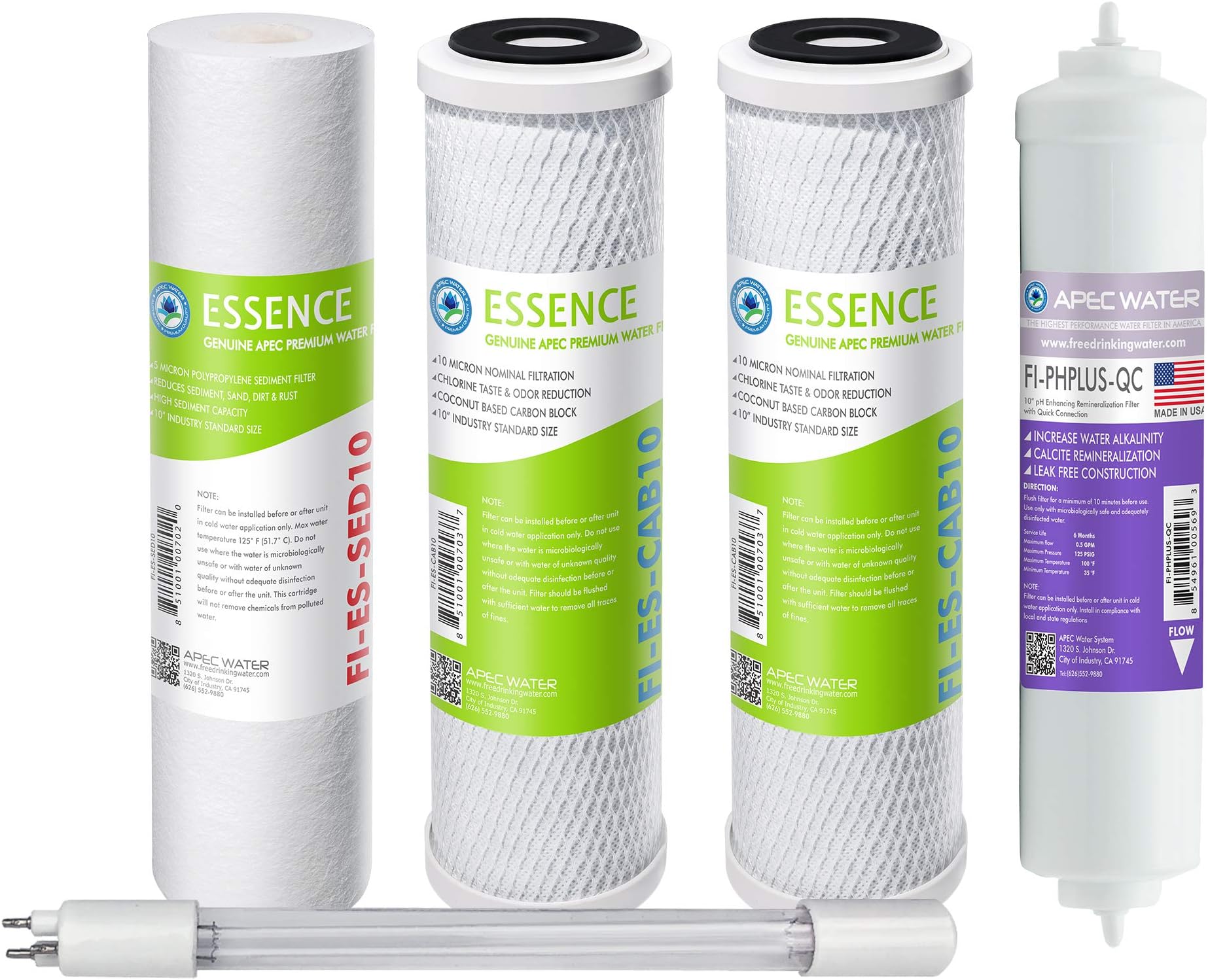 APEC Water Systems Filter-Set-ESPHUV-SS High Capacity Replacement Cartridges for ROES-PHUV75 Reverse Osmosis Water Filtration System Stage 1-3, 5&7,White
