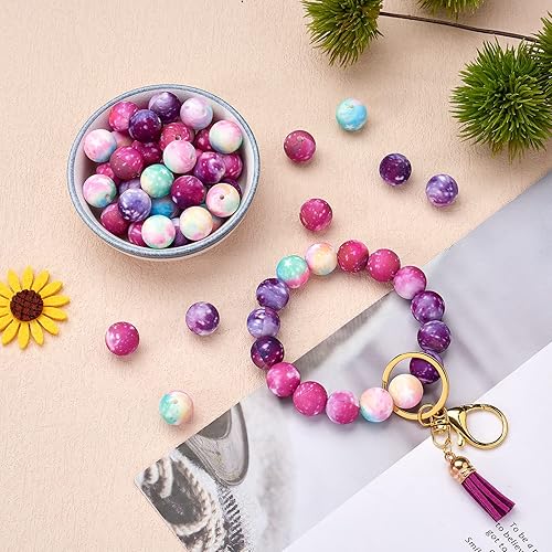Miniatura 4 de Kit de 45 cuentas redondas de silicona de 0.591 in, cuentas de silicona a granel para joyas, manualidades, collares, guirnaldas y pulseras (3
