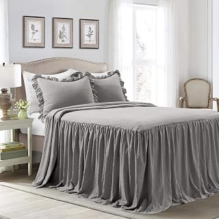 Lush Decor dark gray ruffle skirt bedspread set