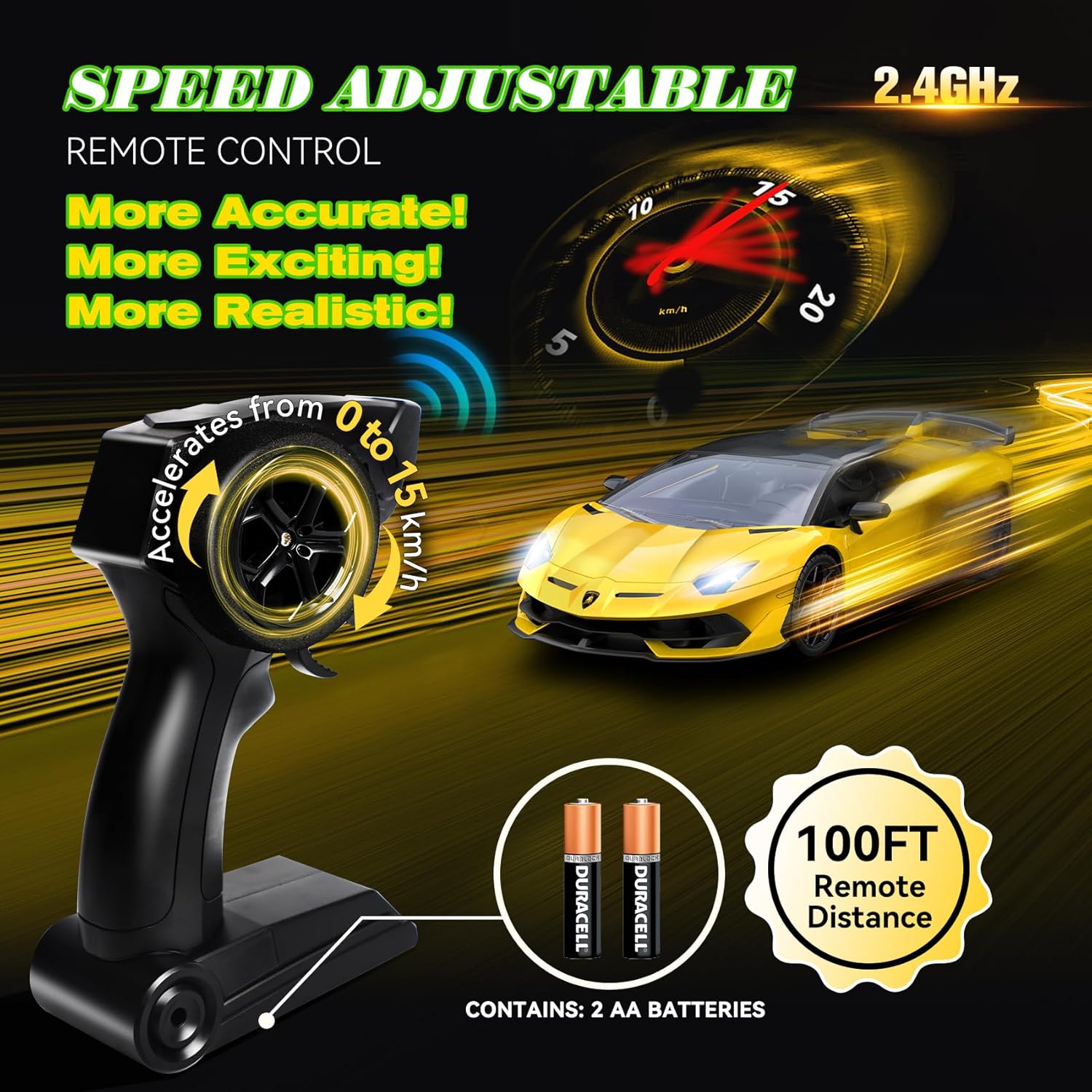 AEROQUEST Lamborghini Remote Control Car, Officially Licensed 1:14 Lambo RC Car for Boys Girls Birthday Gift, Yellow Toys for 3 4 5 Years Old（Yellow）