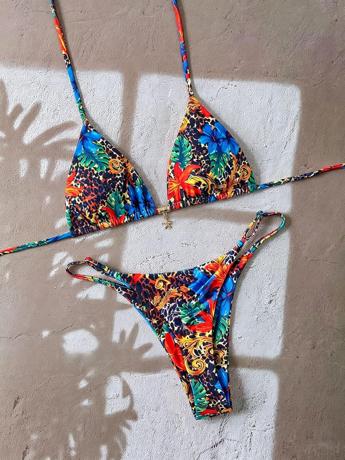 Tainehs Women's Brazillian Triangle Thong Bikini Set Sexy String Two Piece Swimsuit Bathing Suit