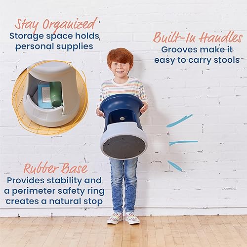 Miniatura 49 de ECR4Kids Taburete tambaleante de almacenamiento, altura del asiento de 15 pulgadas, asientos activos, azul/gris claro Negro -,Azul,gris, azul,