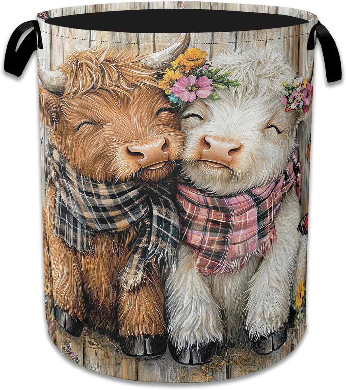 Cute Highland Cow Laundry Basket Collapsible Oxford Organizer Basket for Storage Bin Toy Bins Gift Baskets Bedroom Clothes Children Nursery Hamper 16" X 20.8"