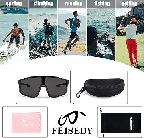 Miniatura 8 de FEISEDY Gafas de sol deportivas para hombres y mujeres, protección UV400, gafas de ciclismo, golf, béisbol, conducción, pesca, B0022