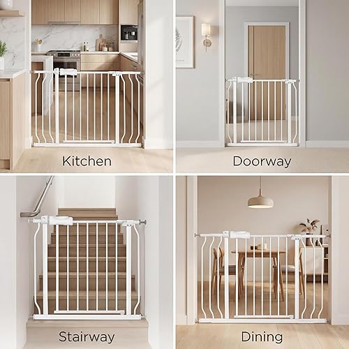 Miniatura 5 de Puerta estrecha de paso para bebés de 24.02-29.13 pulgadas de ancho con cierre automático por tensión, puerta de seguridad para niños y mascotas de