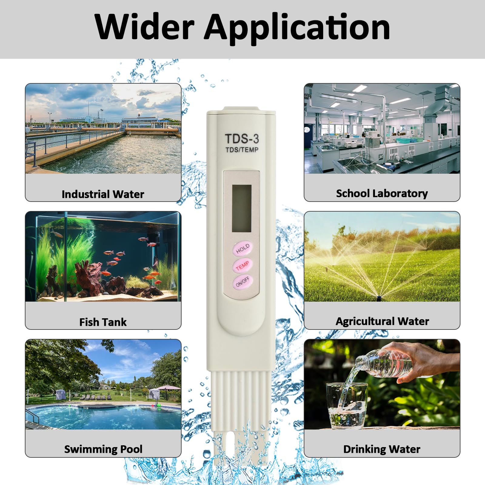 Cyfrowy tester jakości wody TDS, przenośny cyfrowy wskaźnik temperatury PPM analizator pióra do pomiaru wody pitnej, hydroponika, akwarium, basenu i spa