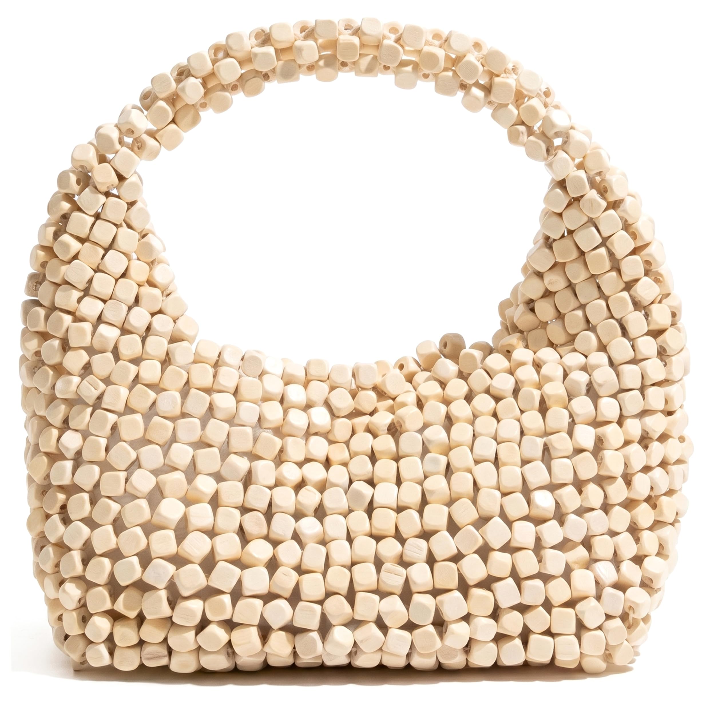 Sac à main perlé en bois résistant et léger pour l'été