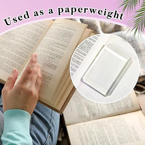 Miniatura 2 de Seajan 2 piezas de azulejos de vidrio transparente para oficina, pisapapeles, bloque decorativo para decoración del hogar, manualidades, proyectos