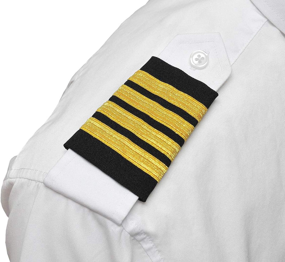 Captain Epaulets - 4 Bar - Black with Gold Stripes