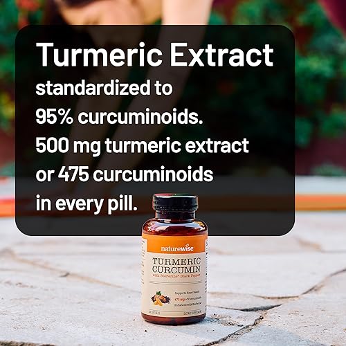 Miniatura 2 de NatureWise Curcumina de cúrcuma de 500 mg con cápsulas blandas de pimienta negra, extra fuerza, absorción mejorada, 95% curcuminoides y bioperina