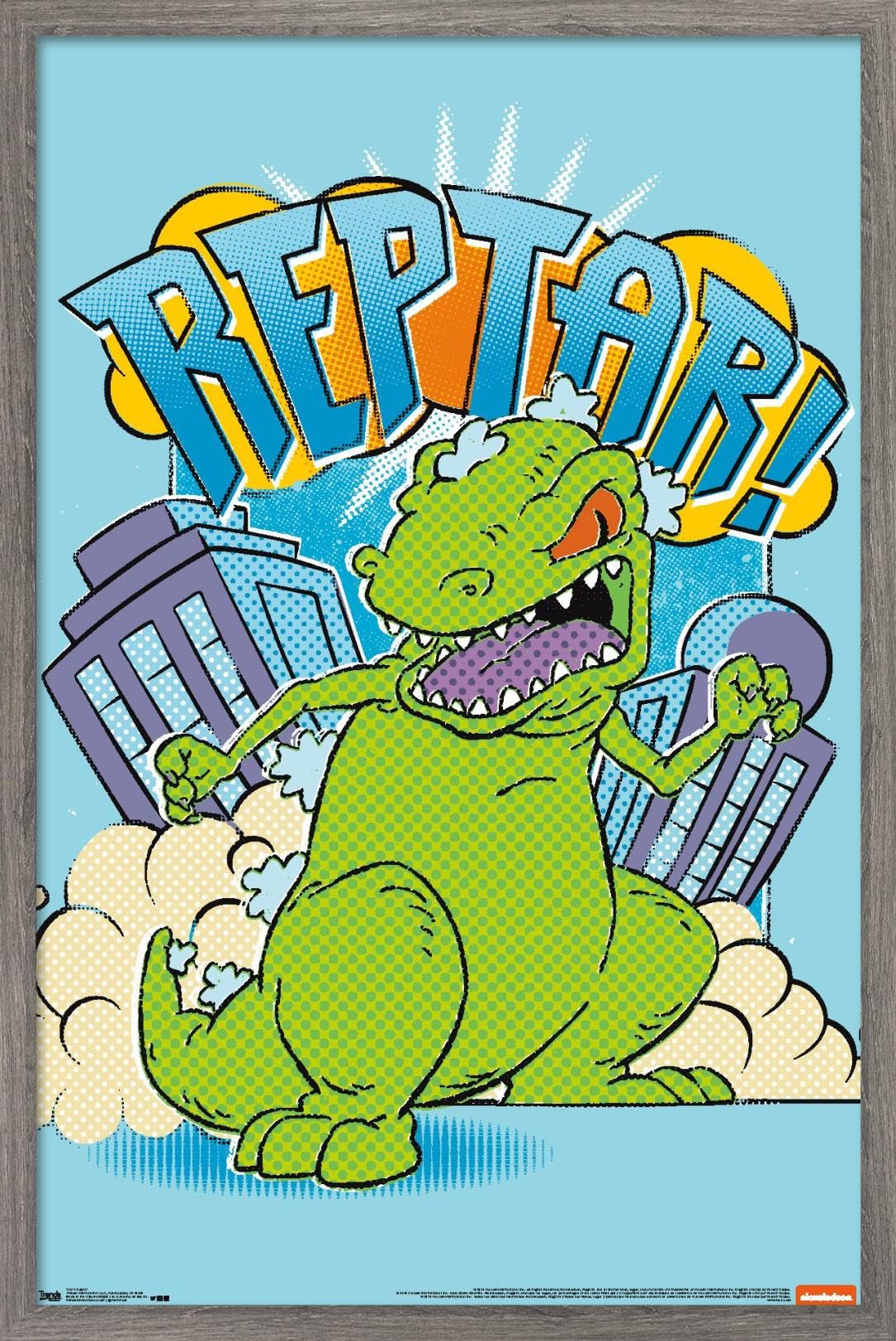 Trends International Nickelodeon Rugrats - Reptar Wall Poster, 22.375" x 34", Barnwood Framed Version
