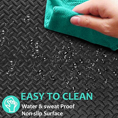 Miniatura 6 de BEAUTYOVO Tapete de ejercicio para rompecabezas con 1224 azulejos entrelazados de espuma para gimnasio 24 x 24 pulgadas azulejos de espuma EVA