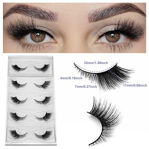 Vista 65 de DYSILK Pestañas postizas Wispy, pestañas de visón, 5 pares de extensiones de pestañas postizas 6D, pestañas postizas de aspecto natural, pestañas 5