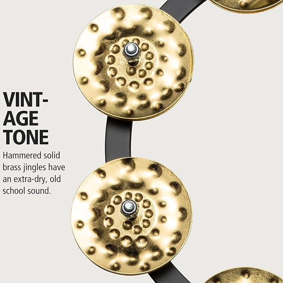 MEINL Percussion Minel High Hat Tambourine Headliner Series Hihat Tambourine Hammered Brass 1row HTHH1B-BK