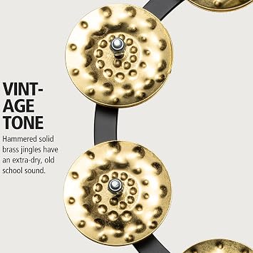 MEINL Percussion Minel High Hat Tambourine Headliner Series Hihat Tambourine Hammered Brass 1row HTHH1B-BK