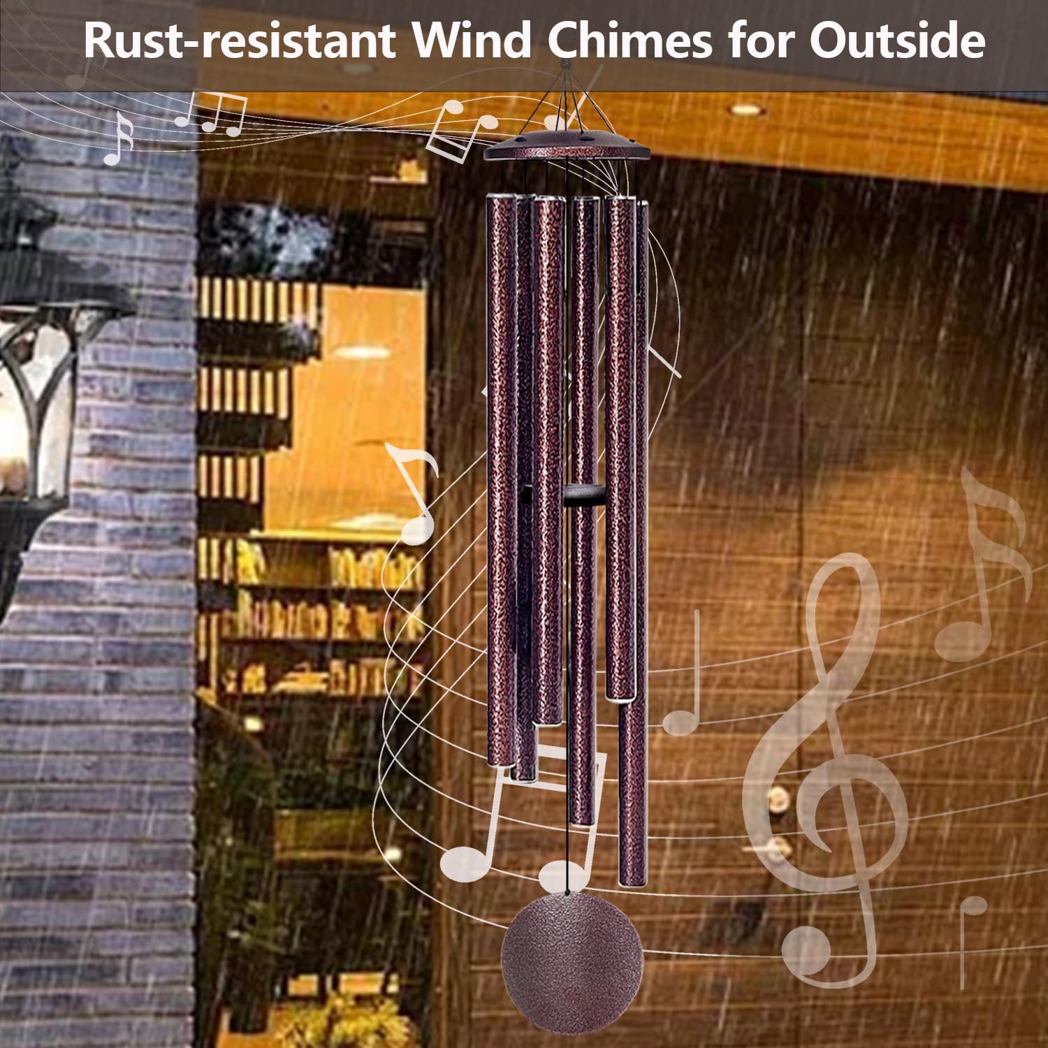 66" Wind Chimes for Outside Deep Tone - 6 Thicken Tubes Memorial Wind Chimes for Loss of Love One, Gifts for Women, Mom, Grandma, Sympathy, Large Windchimes for Outdoor, Garden, Patio (Bronze)