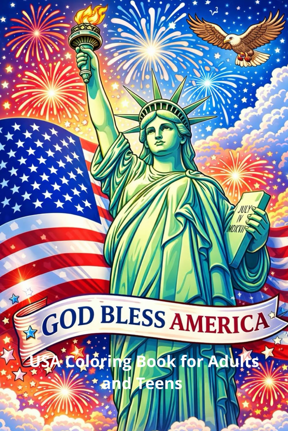 USA Coloring Book for Adults and Teens: Adult Coloring Book USA for Relaxation, Stress Relief, and Creative Fun