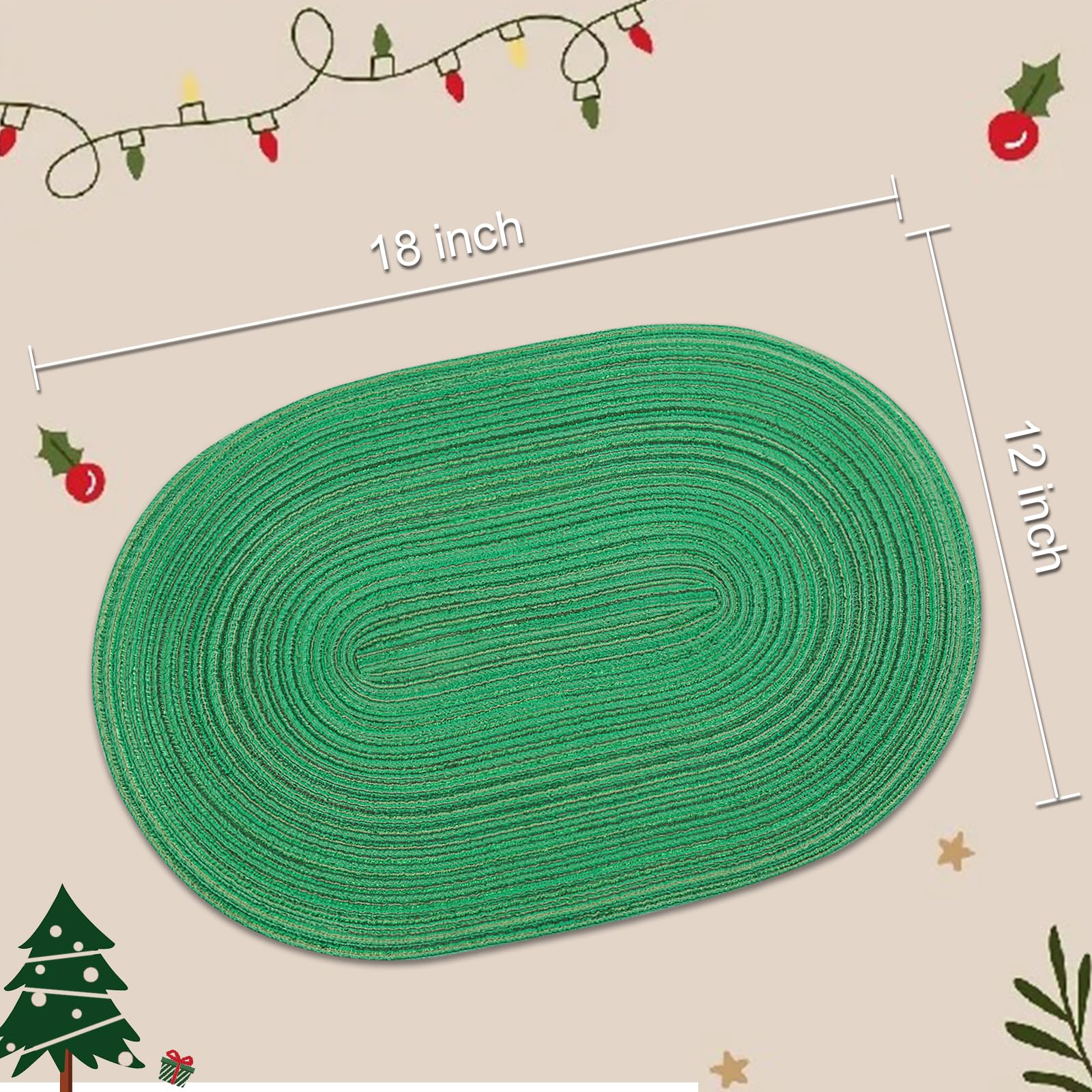 Noctiflorous Oval Braided Placemats 12x18 Inch Table Mats Set 6 | INDIA