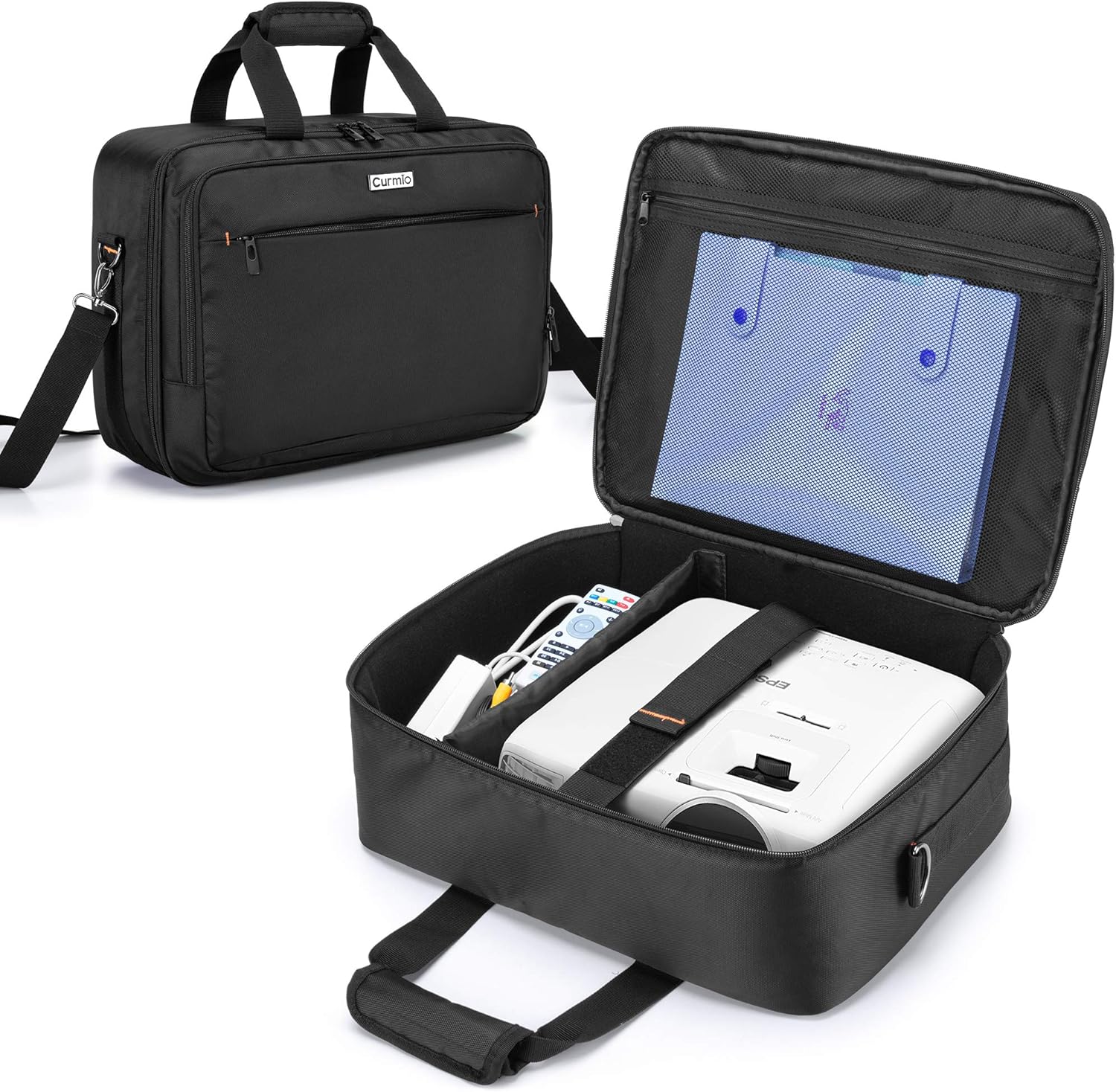 CURMIO Projector Case with Inner Divider, Projector Carrying Bag with Laptop Compartment Compatible with Most Major Projector, Bag Only, Black (Patented Design) : Office Products