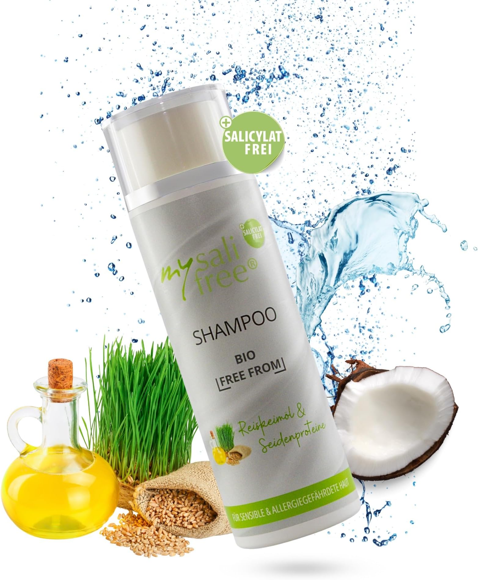 organic shampoo, natural cosmetics, moisturising shampoo for sensitive scalps with rice germ oil and lecithin, 200 ml, 100 % certified organic cosmetics, organic and “free from“