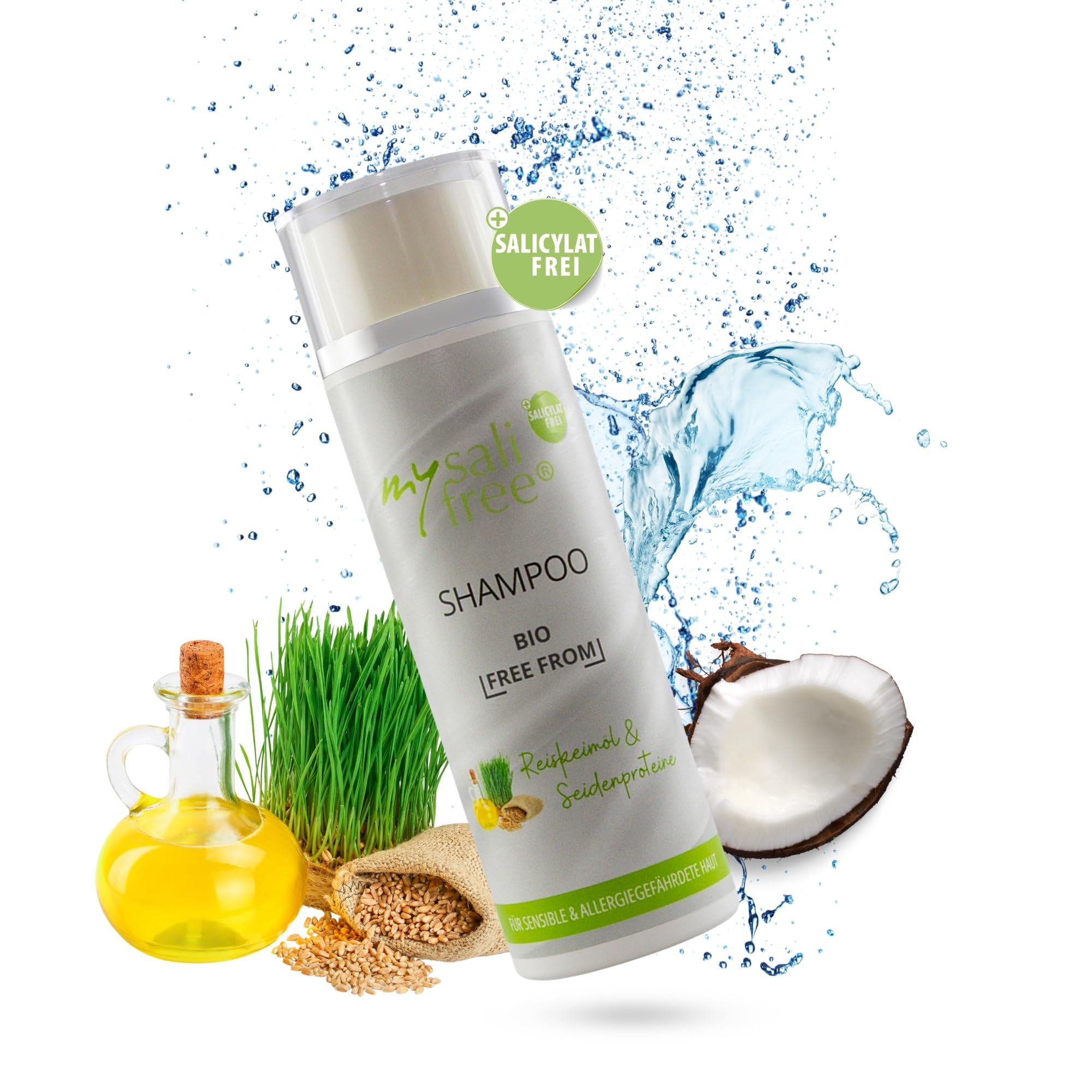 organic shampoo, natural cosmetics, moisturising shampoo for sensitive scalps with rice germ oil and lecithin, 200 ml, 100 % certified organic cosmetics, organic and “free from“