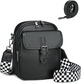 Genuine Leather Crossbody Bags for Women, RFID Blocking Anti Theft Phone Purse, Small Shoulder Bag with Wide Strap