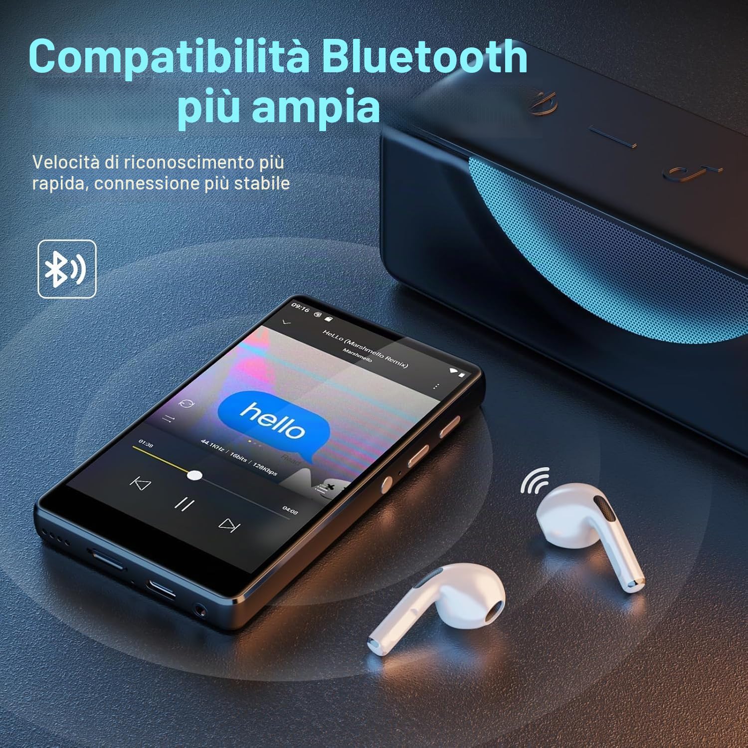 Reproductor MP3 SWOFY 80GB con Bluetooth, WiFi, pantalla táctil 4", mp3/mp4 lettore musicale, Android compat. con Spotify (mp3), Pandora, Amazon Music, Libby, Audible, navegador, expansión 1TB (negro)
