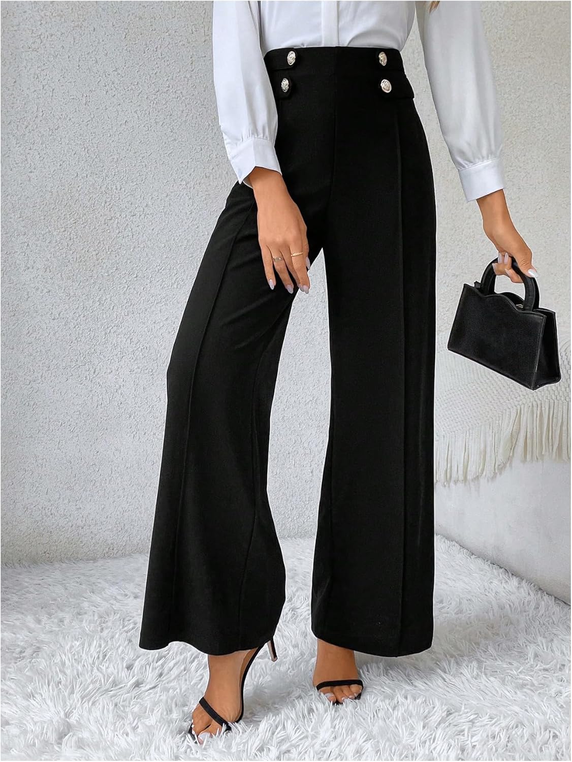 Floerns Women's High Waisted Wide Leg Dress Pants Business Casual Office Slacks Old Money Trousers - Image 4