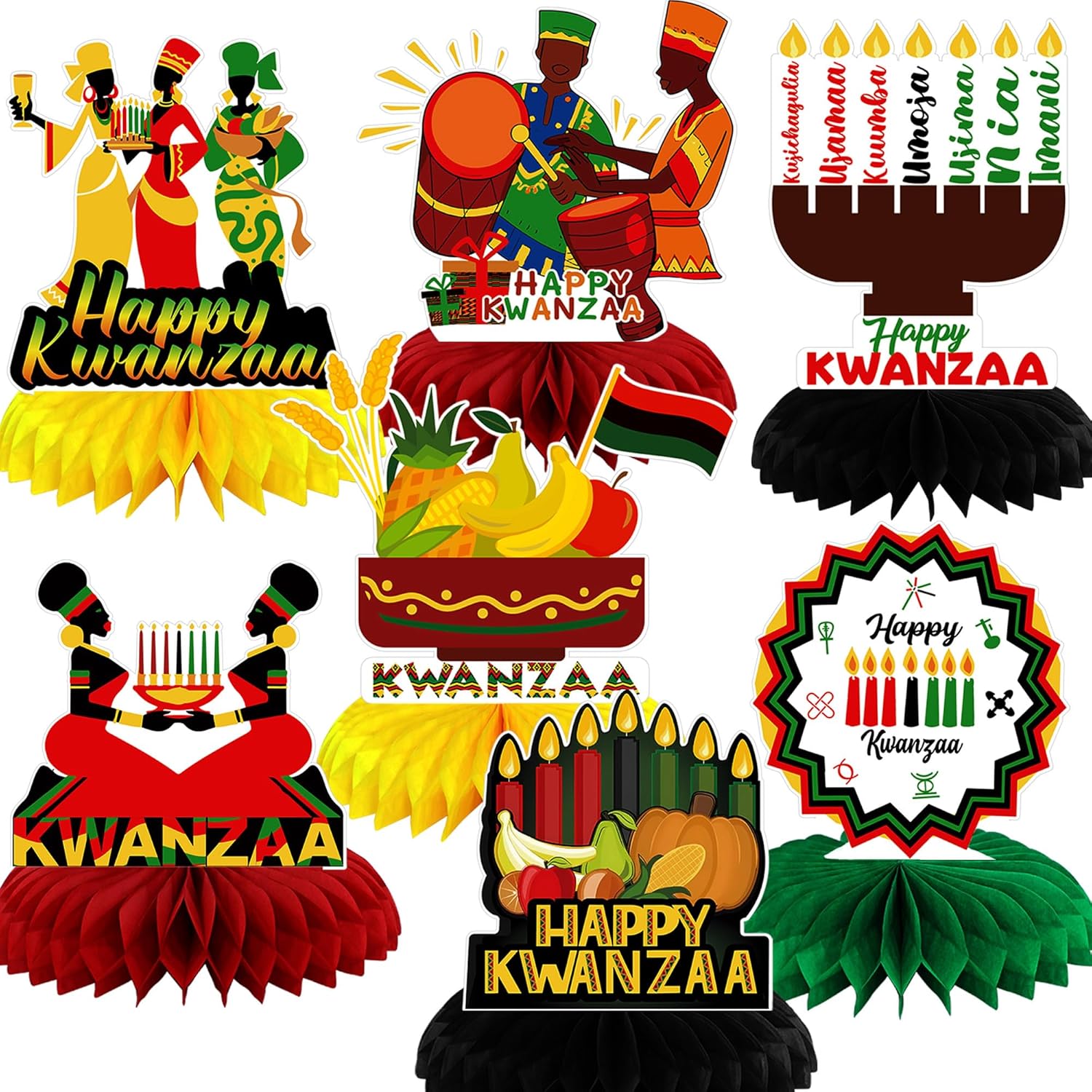 7 Pcs Kwanzaa Table Centerpieces, Happy Kwanzaa