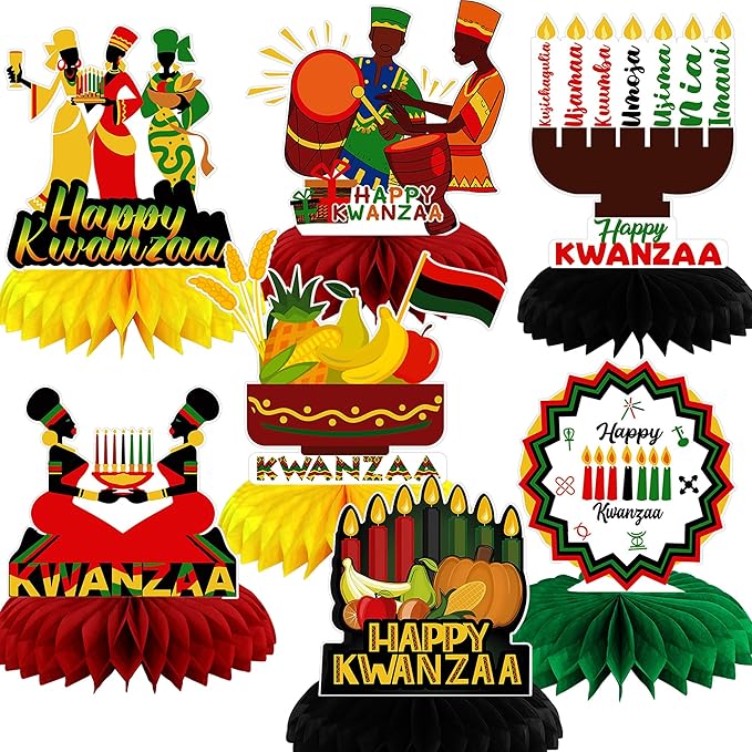 Amazon.com: 7 Pcs Kwanzaa Honeycomb Table Centerpieces, Happy Kwanzaa ...