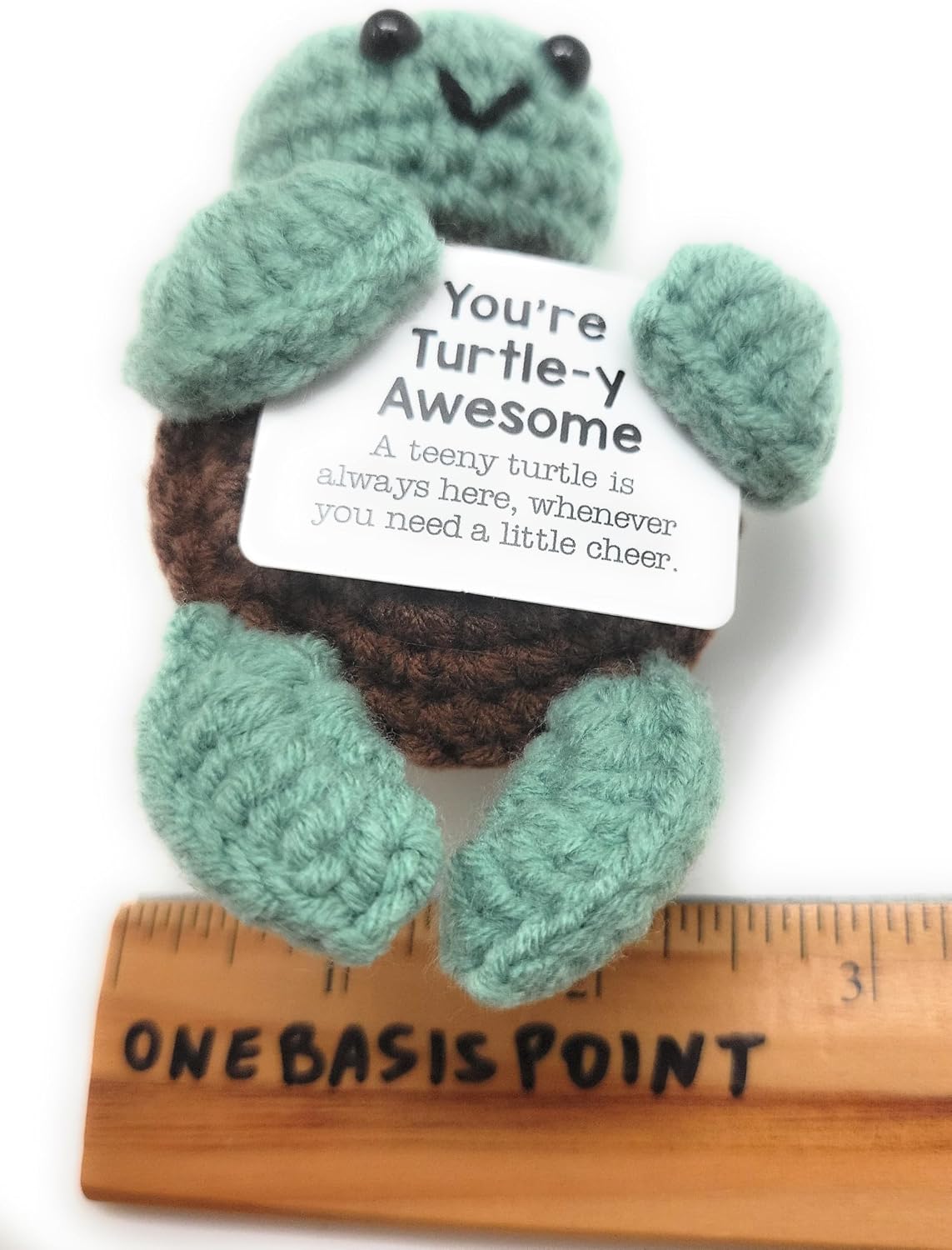 Emotional Support Crochet Turtle with Positive Message (Turtle-y Awesome) image 5