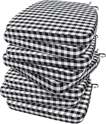 Miniatura 100 de AAAAAcessories Cojines en forma de D, espuma de 2 pulgadas de grosor, con lazos y funda extraíble lavable a máquina, 17 x 16 pulgadas, juego de 4