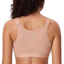 DELIMIRA Womens Front Closure Posture Wireless Back Support Full Coverage Bra