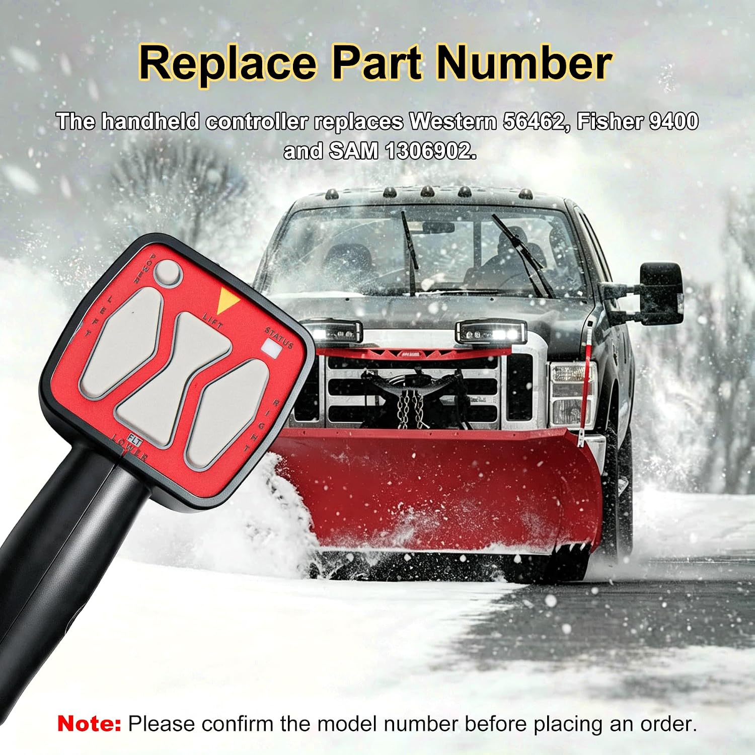 for Western 56462 Snowplow Handheld Controller fits SAM 1306902 Fisher 9400 with 6 Pin Plug Handheld Straight Blade Plow Controller