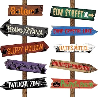 Halloween Party Directional Signs Decorations, 20PCS Halloween Arrow Signs, Cardstock Spooky Halloweens Signpost Decor for Yard Porch Wall Haunted House Outdoor Party Decorations