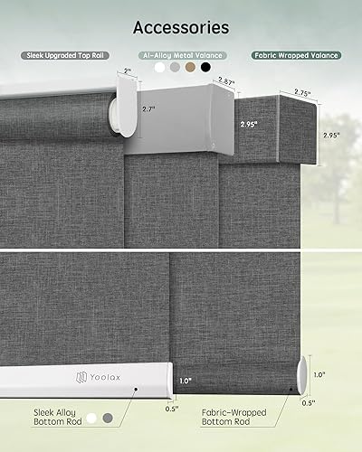 Miniatura 246 de Yoolax Persianas motorizadas con control remoto, persianas inteligentes opacas para ventanas, persianas enrollables motorizadas, persianas Tela