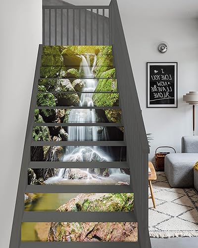 Miniatura 9 de FLFK - Calcomanías para escaleras  Adhesivos para escaleras autoadhesivas de madera para decoración del hogar, 39.3 pulgadas de ancho x 7 pulgadas