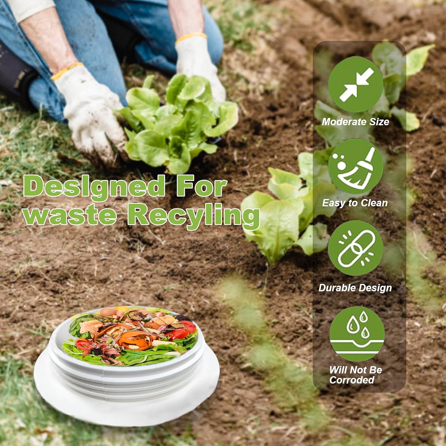 In-Ground Worm Farm Compost Bin with Holes and lid, mini Garden vermicomposting bin for composting Kitchen Food Waste, Suitable for Gardening and Vegetable Patches