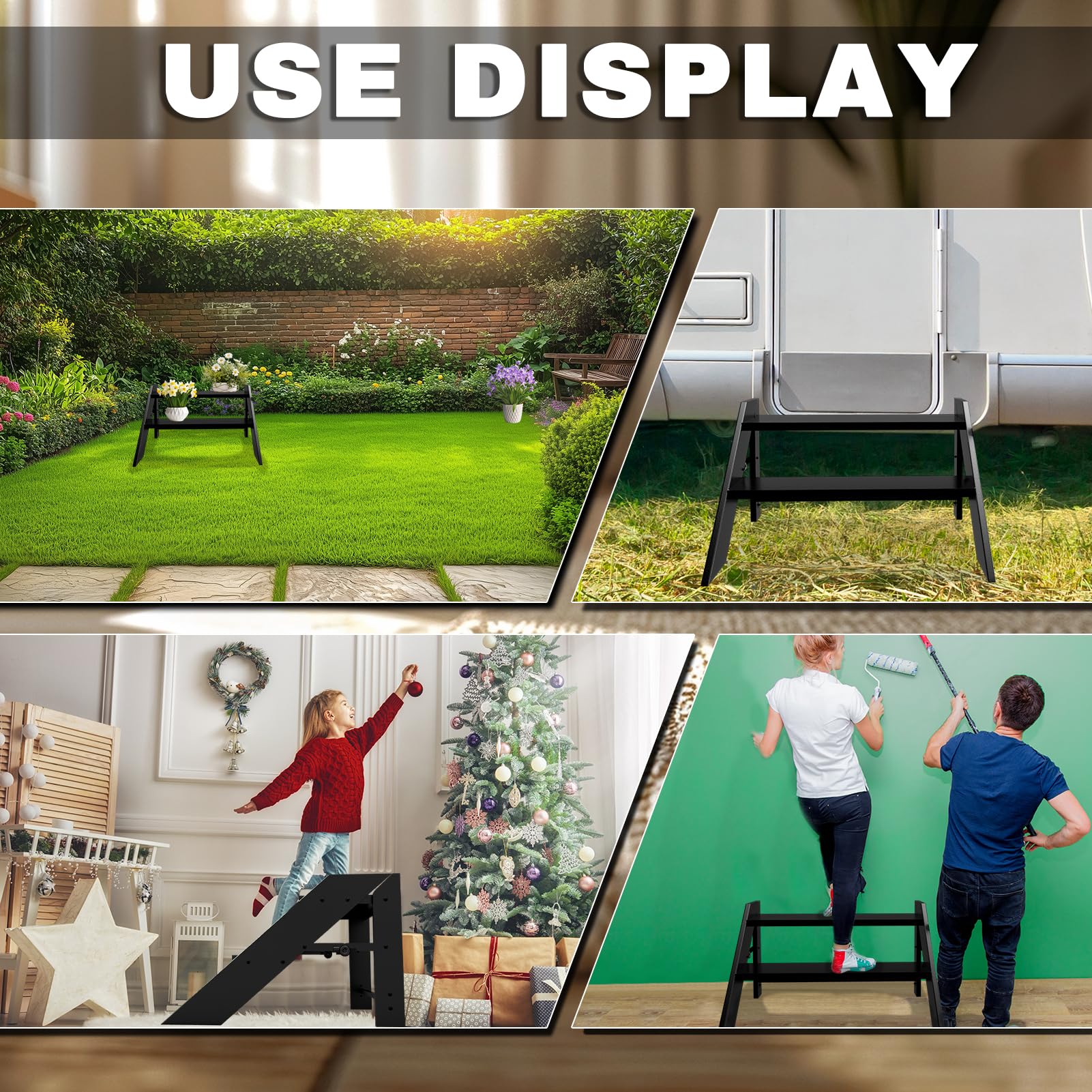 Escabeau Pliable, Escabeau 2 Marches Pliable, Marchepied Caravane et Pieds Antidérapants, Marche Pied Pliant pour Maison, Camping-Car, Mobil-Home, Spa