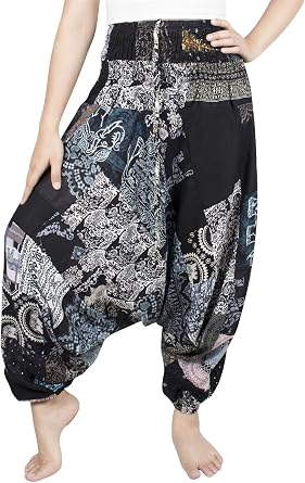 LOFBAZ Harem Yoga Pants for Women Patchwork Boho Hippie Bohemian Aladdin Unisex