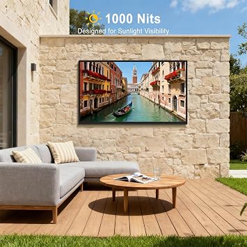 65Inch Outdoor TV, 4K Waterproof TV, 1000nits Ultra-High Outdoor TVs, IP65 Weatherproof TVs, Outdise TV with Voice Assistant Remote, Compatible with Dolby, Outdoor Tvs for Patios, Sports