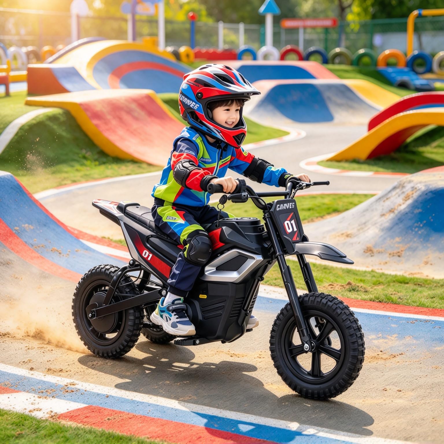24V Kids Electric Dirt Bike, 350w Motorcycle with 10 MPH Max Speed &amp; 12-Mile Range,Rear Wheel Suspension, Twist Grip Throttle, Rubber Tires