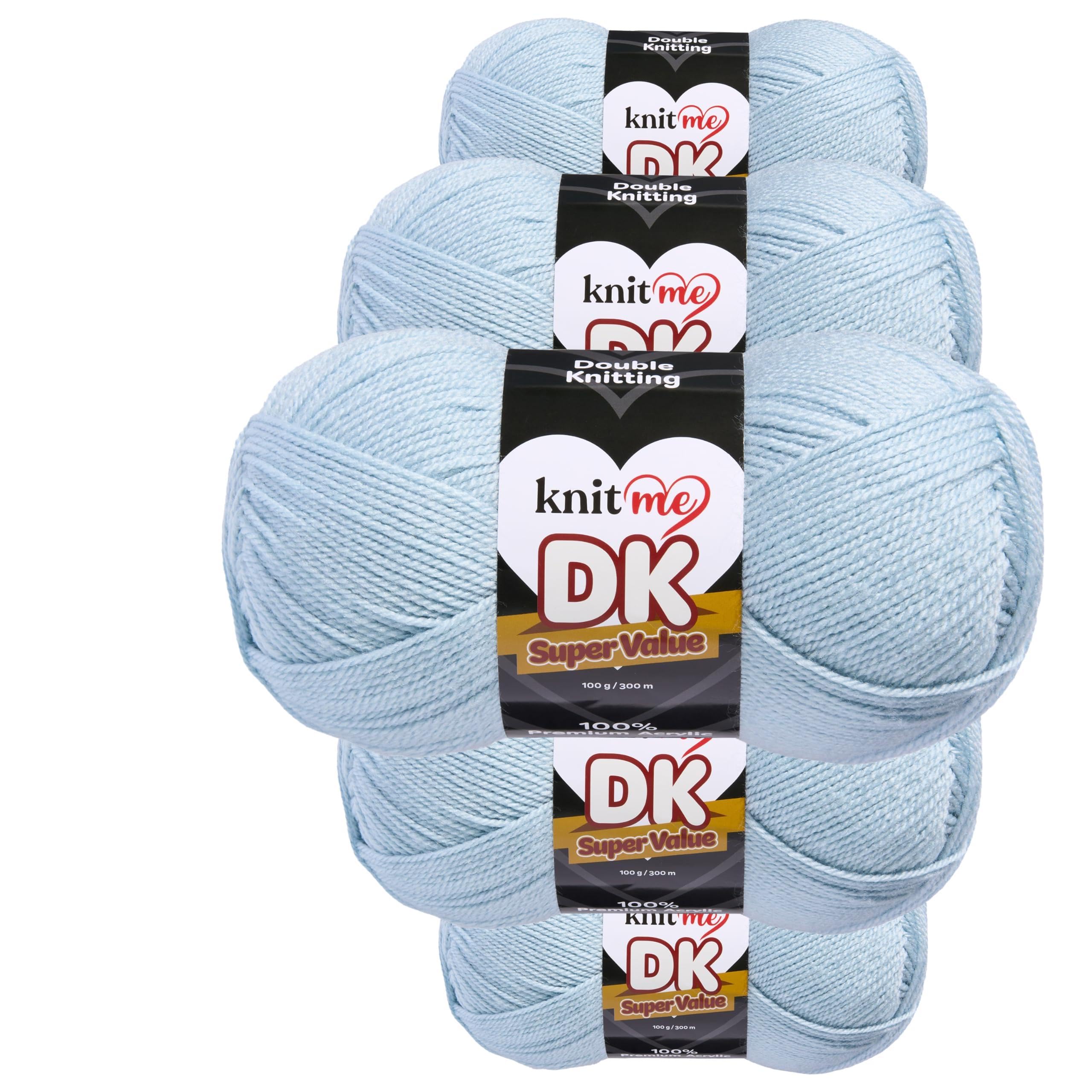 Knit Me DK Double Knitting Yarn Hypoallergenic Acrylic 5X 100g (Baby Blue) โ image 1