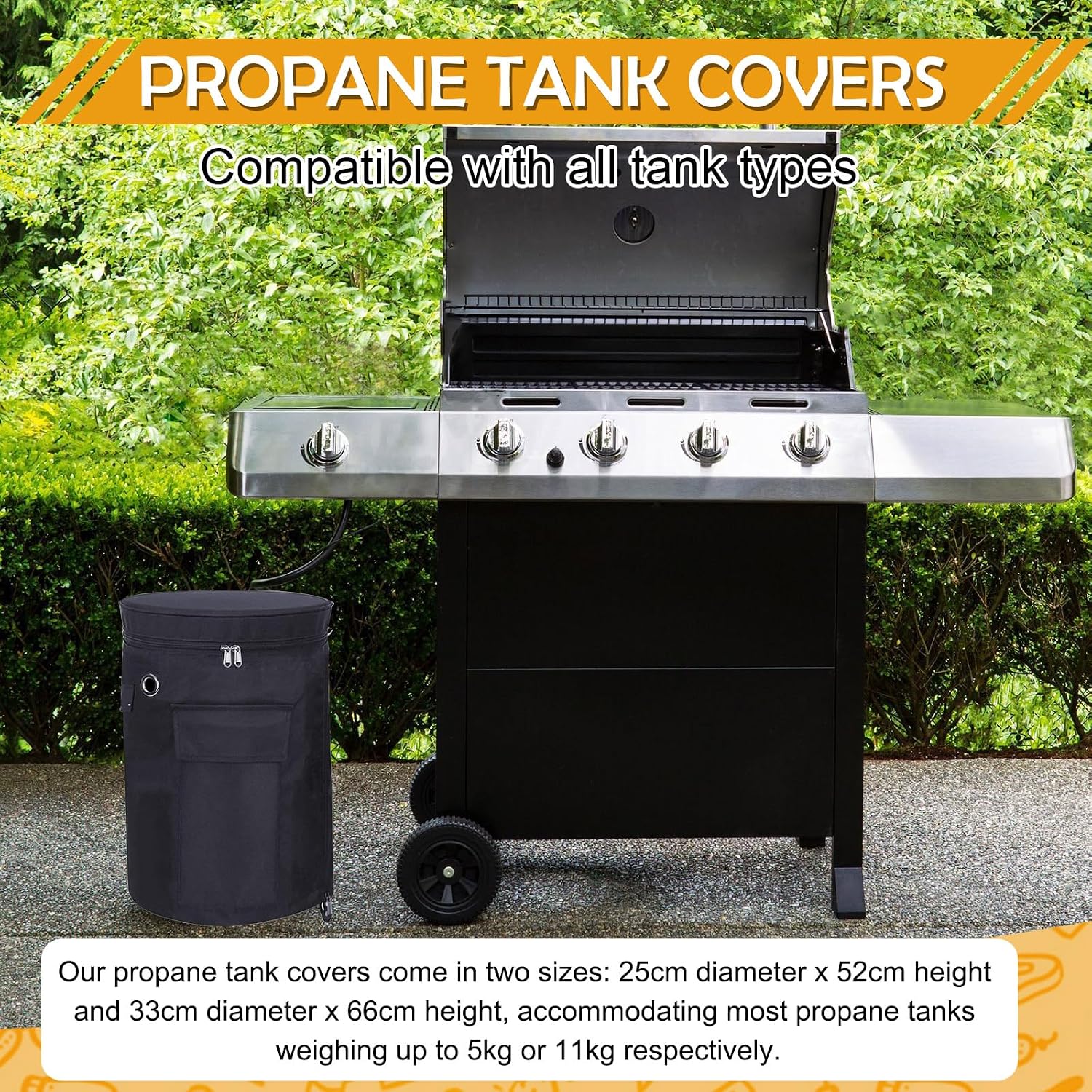 Propane Tank Protective Sleeve 9.84 x 20.47 Inches, Black Waterproof Oxford Fabric Propane Tank Storage Cover for Standard 10 lb Tank Cylinder